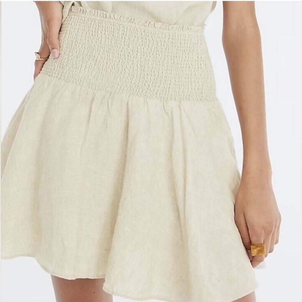 J. Crew Flax Linen Smocked Mini Skirt